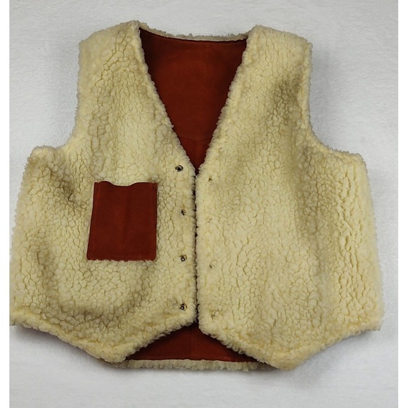 Dee Cee Brand Western Vest Suede Sherpa Lined Sleeveless Jacket Large - Picture 7 of 8